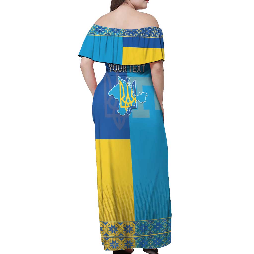 Personalized Crimean Tatar Flag Day Off Shoulder Maxi Dress Ukraine Crimea Map