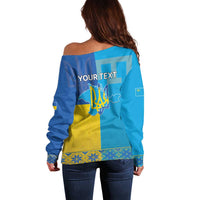Personalized Crimean Tatar Flag Day Off Shoulder Sweater Ukraine Crimea Map