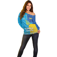 Personalized Crimean Tatar Flag Day Off Shoulder Sweater Ukraine Crimea Map