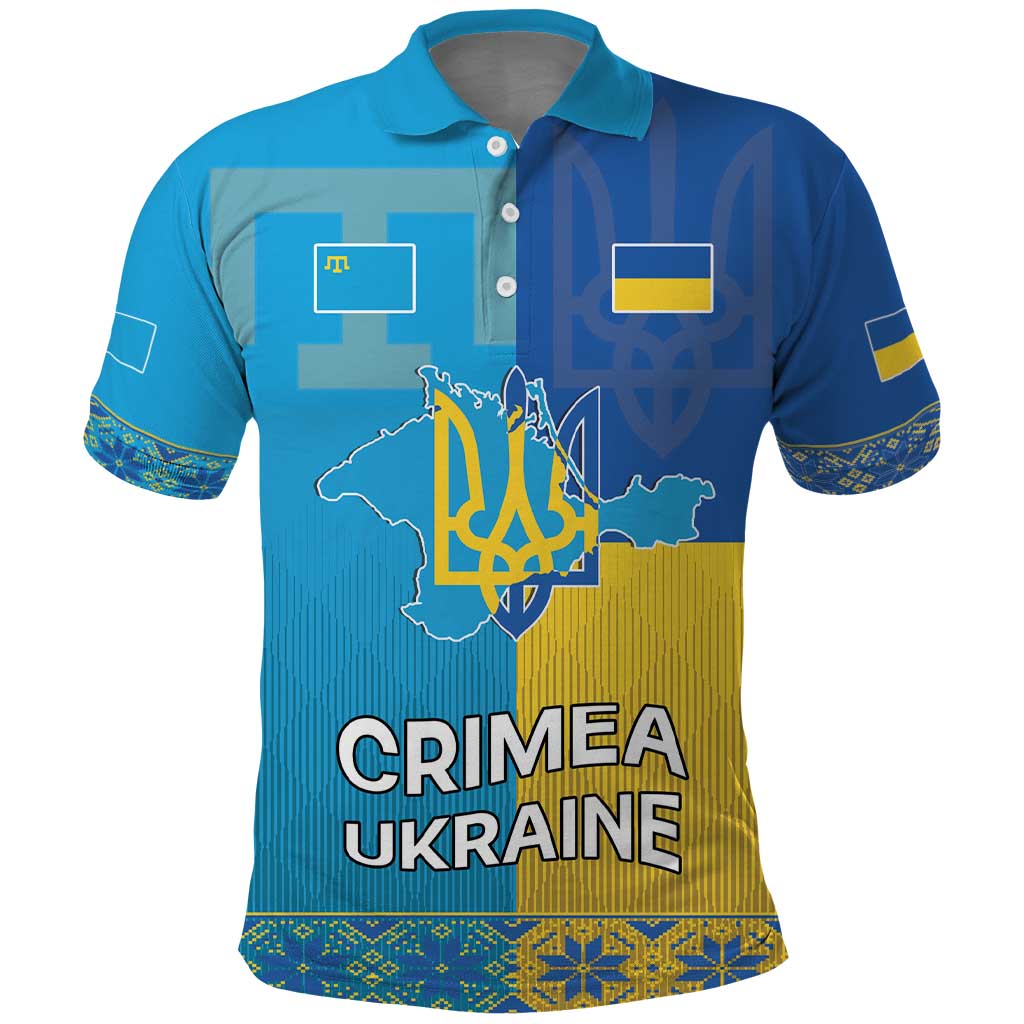 Personalized Crimean Tatar Flag Day Polo Shirt Ukraine Crimea Map