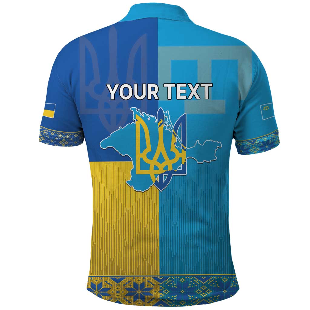 Personalized Crimean Tatar Flag Day Polo Shirt Ukraine Crimea Map
