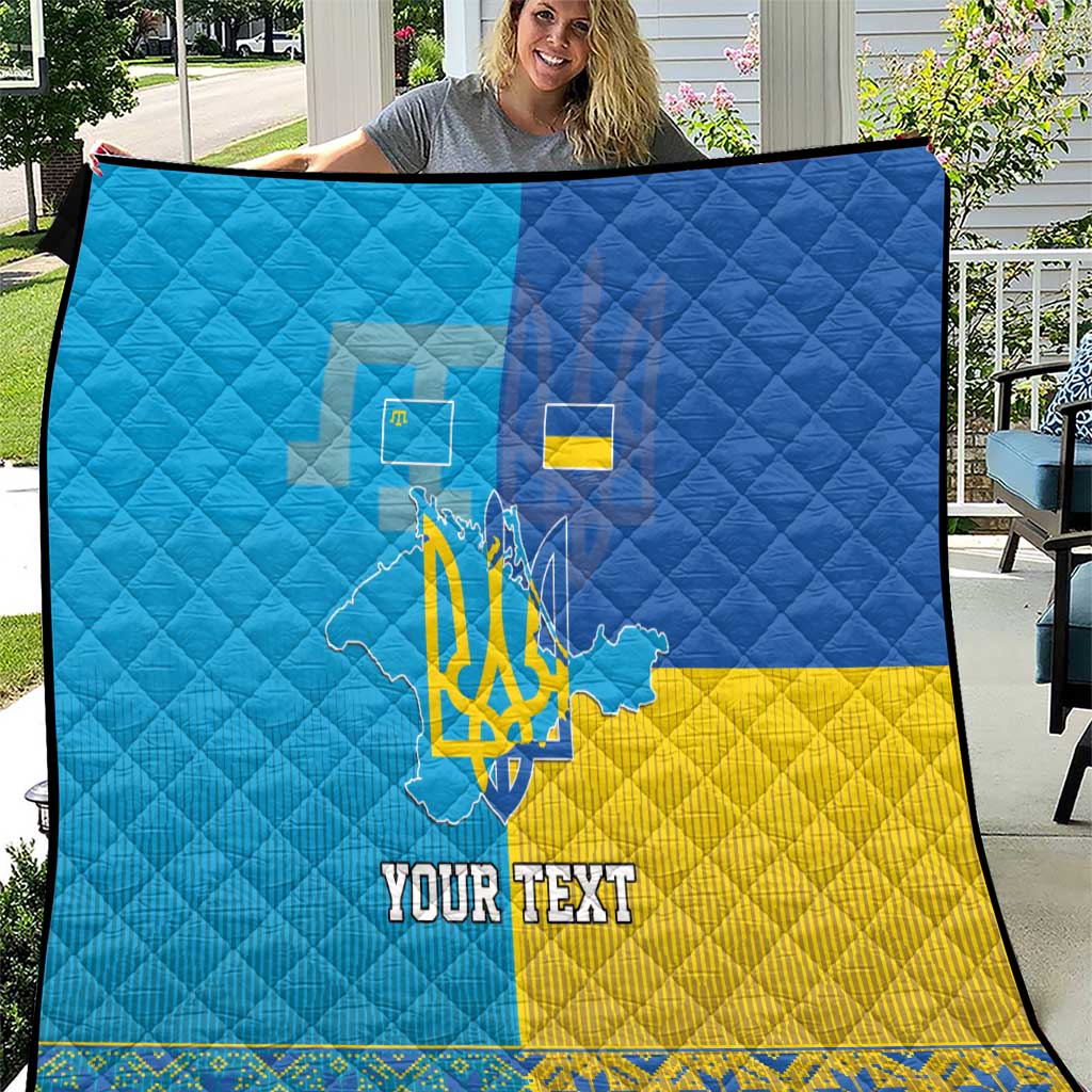 Personalized Crimean Tatar Flag Day Quilt Ukraine Crimea Map