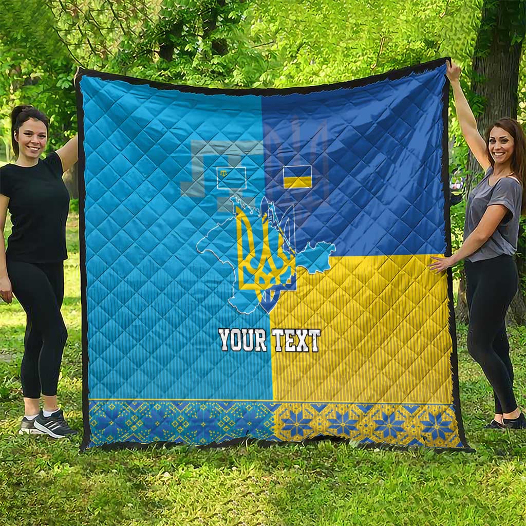 Personalized Crimean Tatar Flag Day Quilt Ukraine Crimea Map
