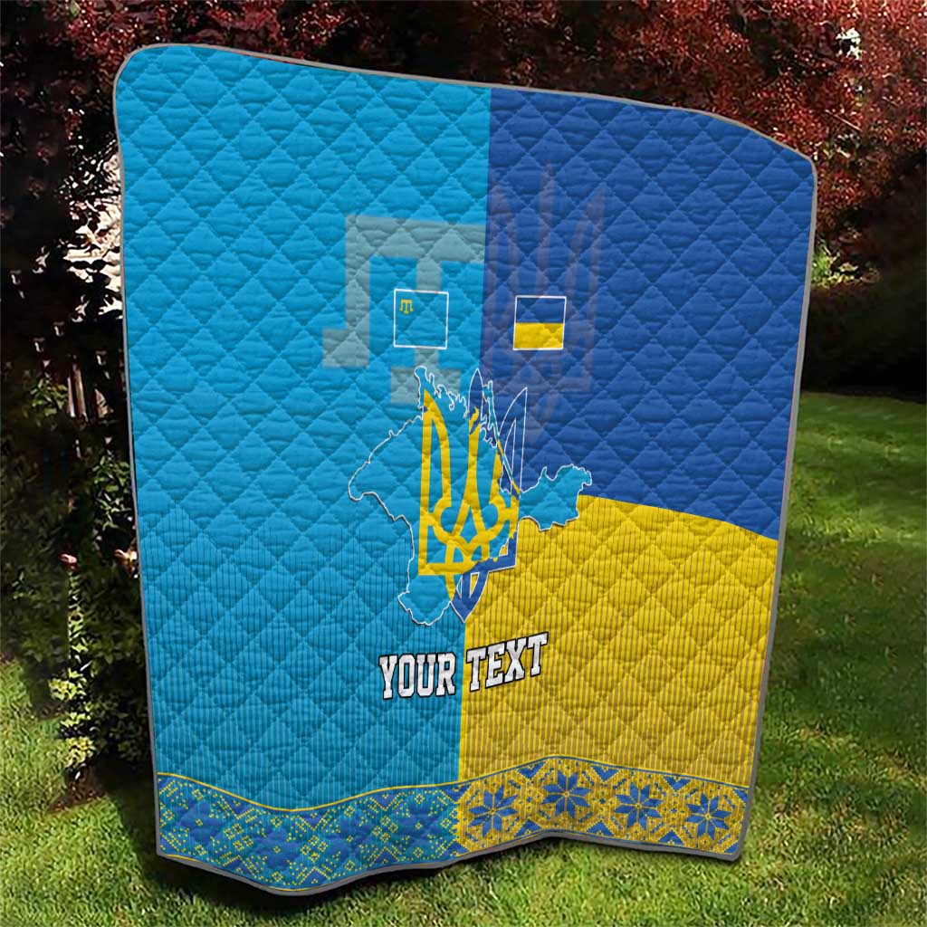 Personalized Crimean Tatar Flag Day Quilt Ukraine Crimea Map