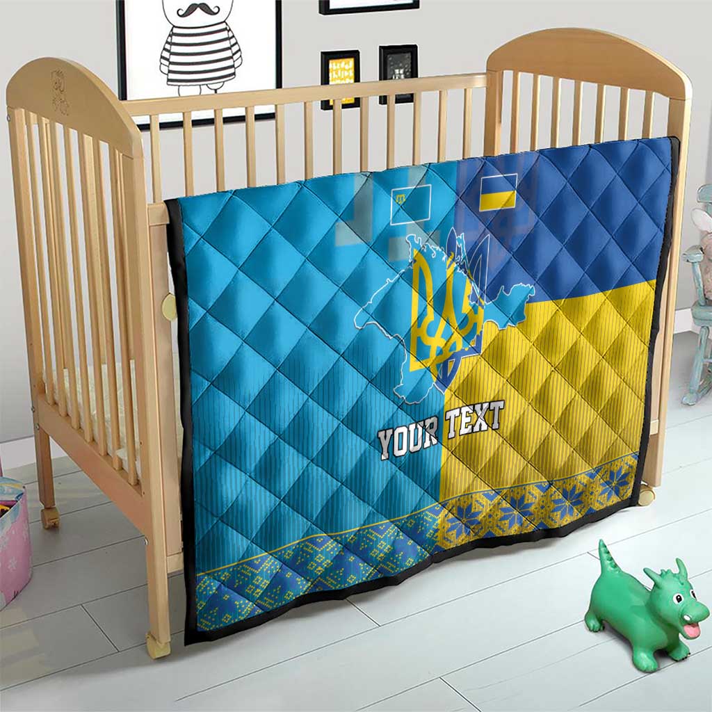 Personalized Crimean Tatar Flag Day Quilt Ukraine Crimea Map