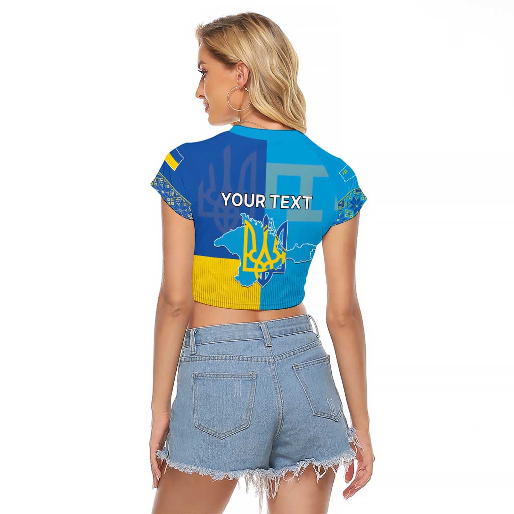 Personalized Crimean Tatar Flag Day Raglan Cropped T Shirt Ukraine Crimea Map