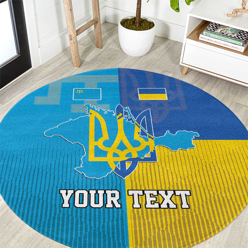 Personalized Crimean Tatar Flag Day Round Carpet Ukraine Crimea Map