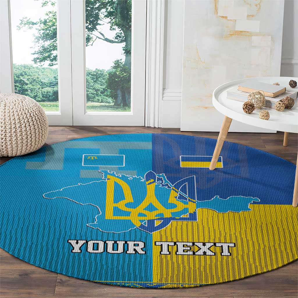 Personalized Crimean Tatar Flag Day Round Carpet Ukraine Crimea Map