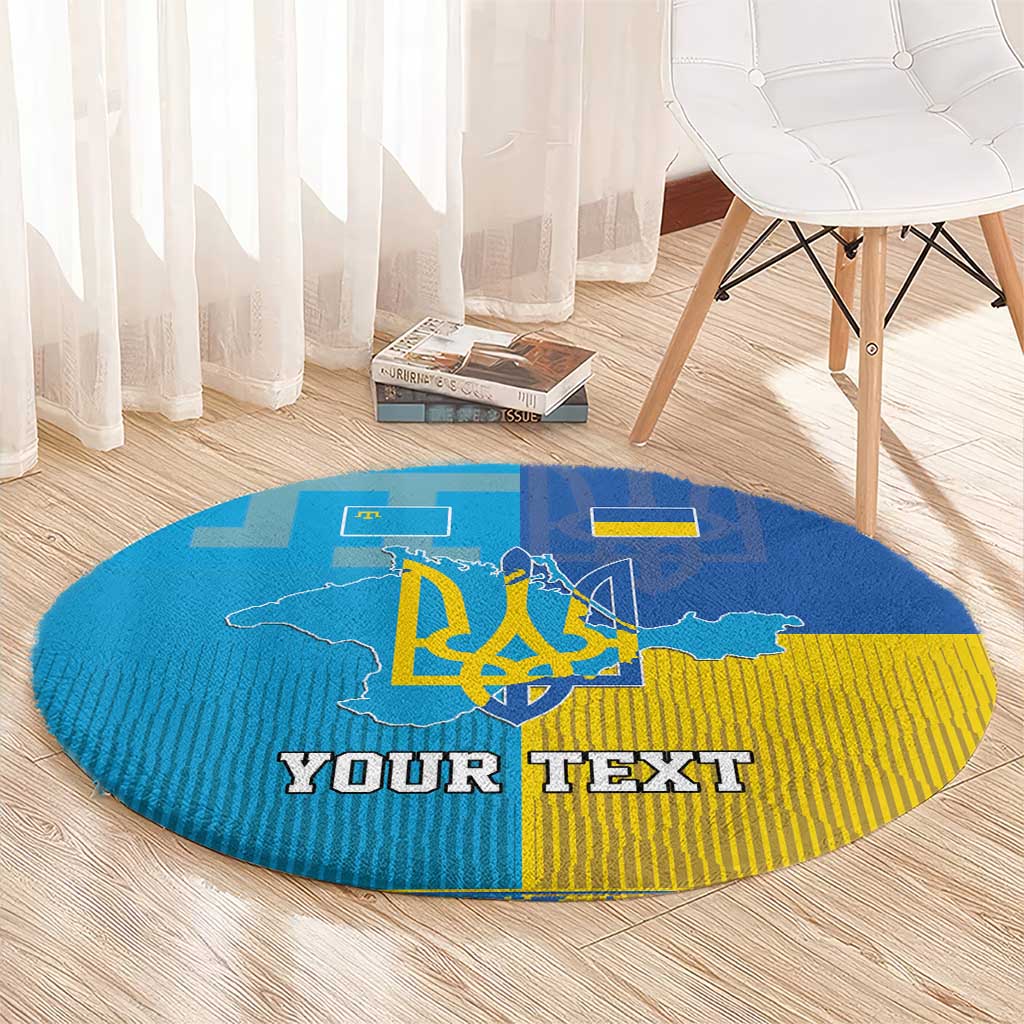 Personalized Crimean Tatar Flag Day Round Carpet Ukraine Crimea Map