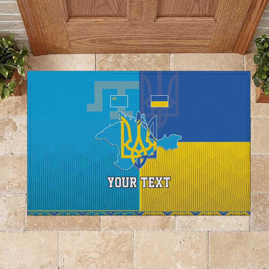 Personalized Crimean Tatar Flag Day Rubber Doormat Ukraine Crimea Map