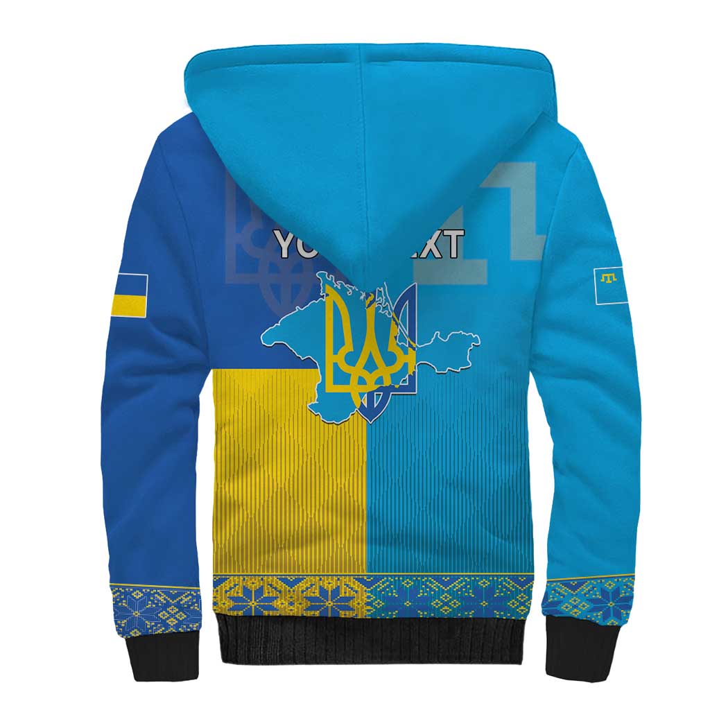 Personalized Crimean Tatar Flag Day Sherpa Hoodie Ukraine Crimea Map