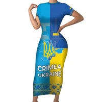 Personalized Crimean Tatar Flag Day Short Sleeve Bodycon Dress Ukraine Crimea Map