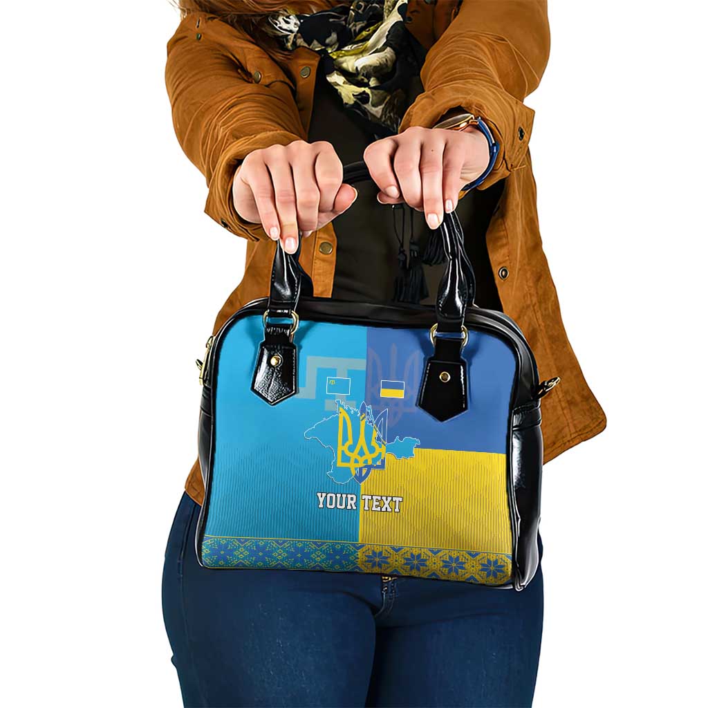 Personalized Crimean Tatar Flag Day Shoulder Handbag Ukraine Crimea Map