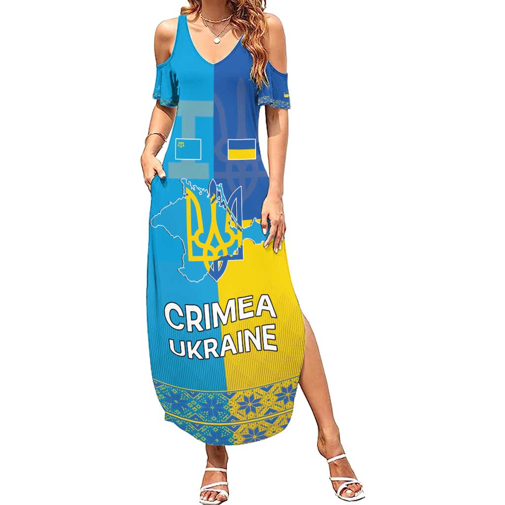 Personalized Crimean Tatar Flag Day Summer Maxi Dress Ukraine Crimea Map