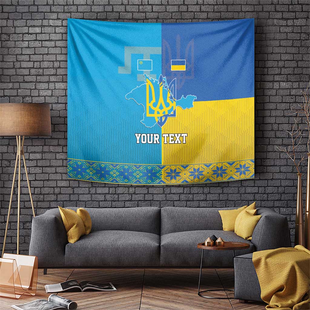 Personalized Crimean Tatar Flag Day Tapestry Ukraine Crimea Map