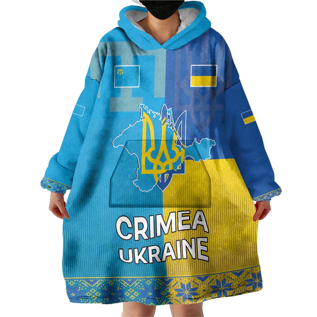 Personalized Crimean Tatar Flag Day Wearable Blanket Hoodie Ukraine Crimea Map