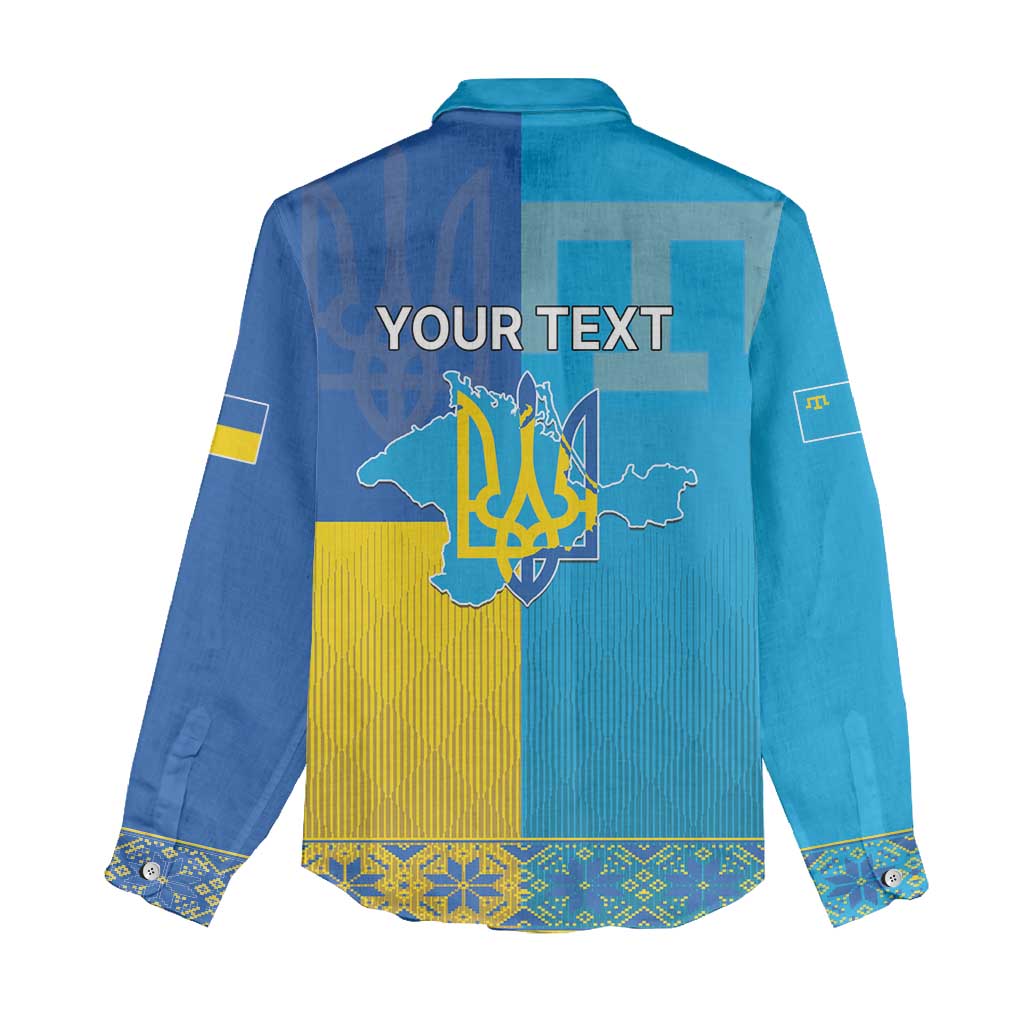 Personalized Crimean Tatar Flag Day Women Casual Shirt Ukraine Crimea Map