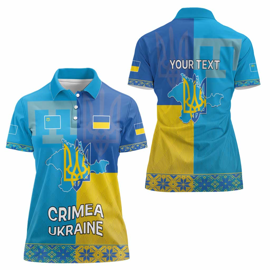 Personalized Crimean Tatar Flag Day Women Polo Shirt Ukraine Crimea Map