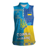 Personalized Crimean Tatar Flag Day Women Sleeveless Polo Shirt Ukraine Crimea Map