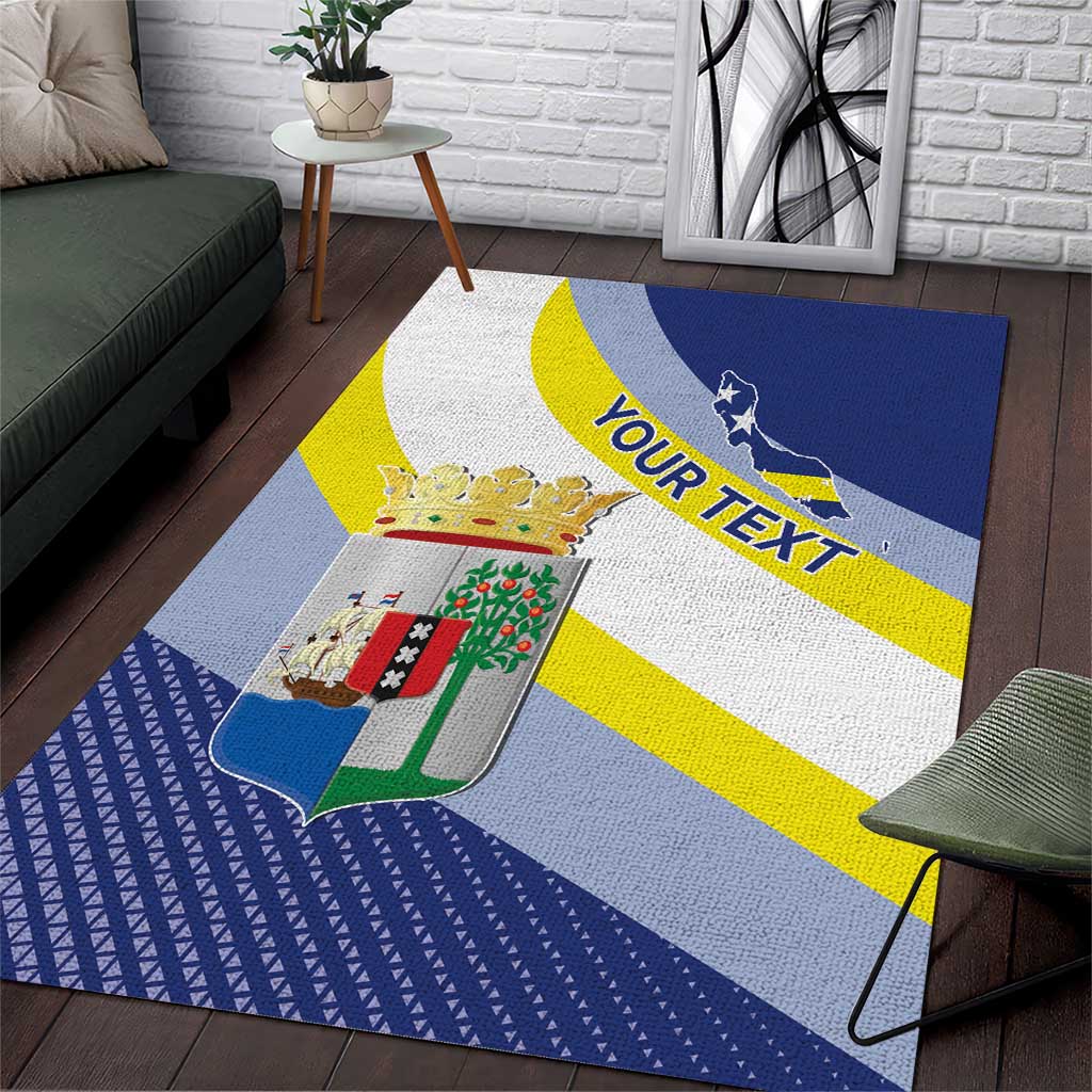 Personalized Curacao Coat of Arms Area Rug Map Flag Style