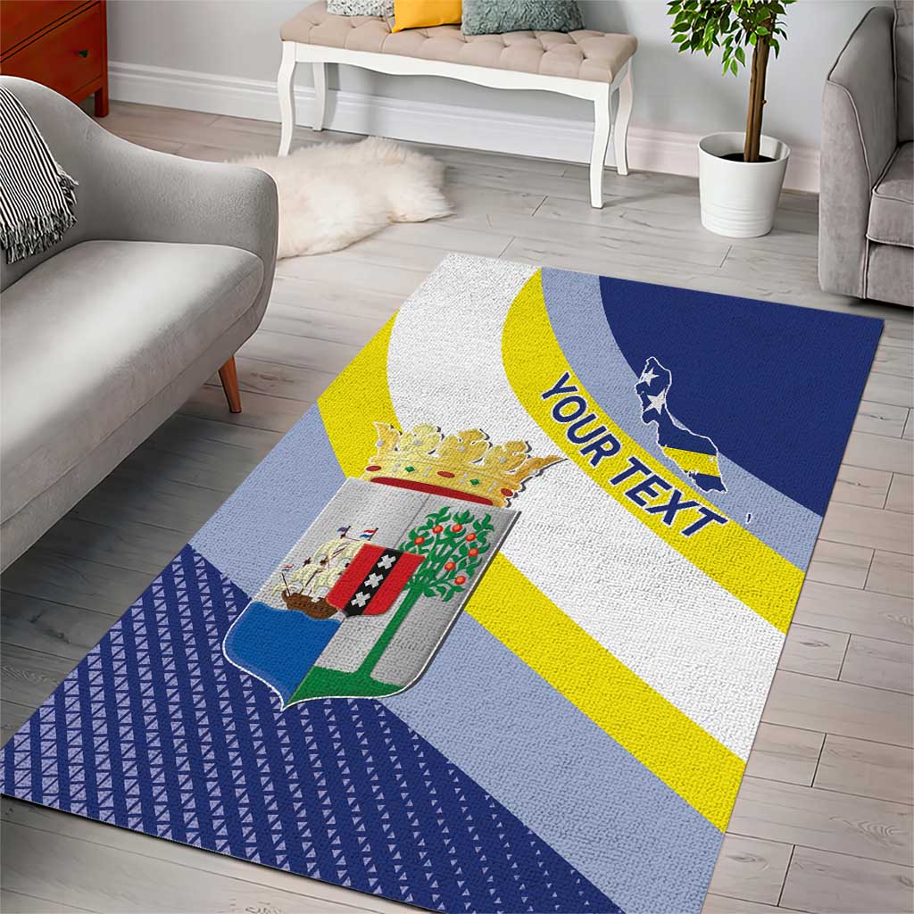 Personalized Curacao Coat of Arms Area Rug Map Flag Style