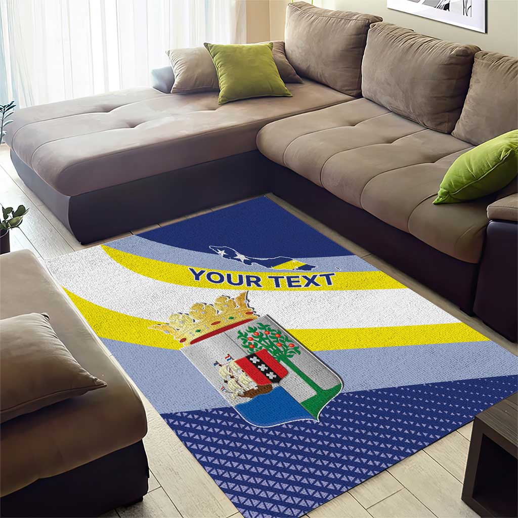 Personalized Curacao Coat of Arms Area Rug Map Flag Style