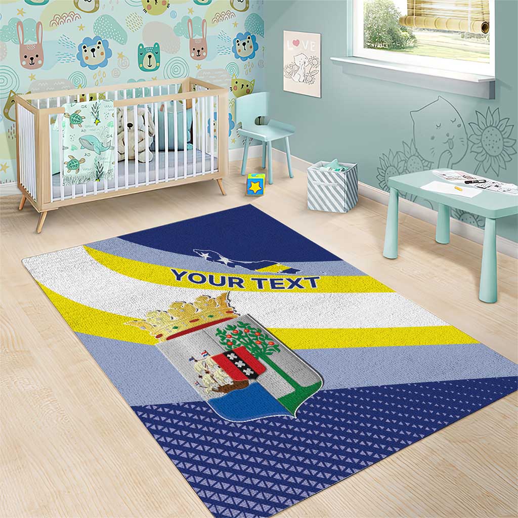 Personalized Curacao Coat of Arms Area Rug Map Flag Style