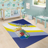 Personalized Curacao Coat of Arms Area Rug Map Flag Style