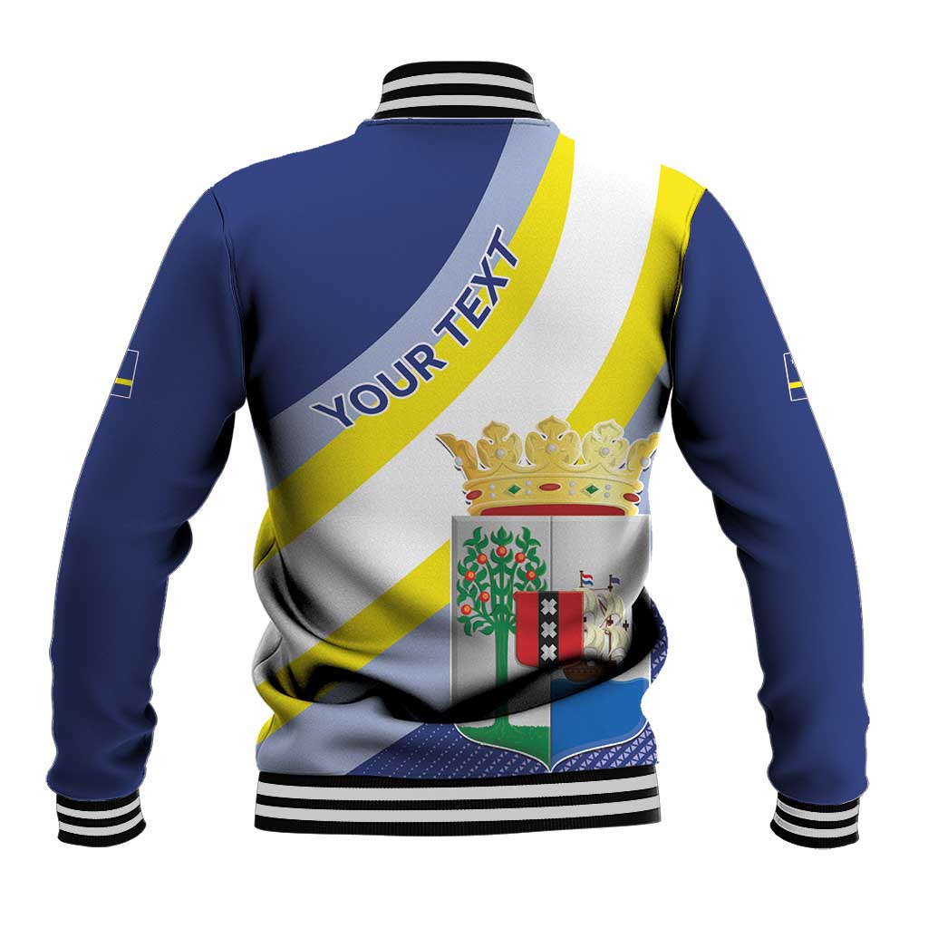 Personalized Curacao Coat of Arms Baseball Jacket Map Flag Style