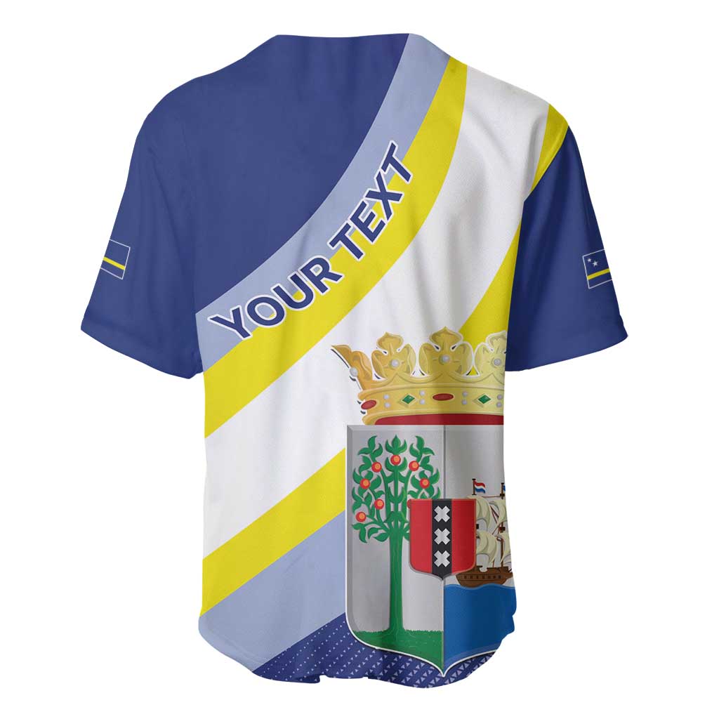 Personalized Curacao Coat of Arms Baseball Jersey Map Flag Style