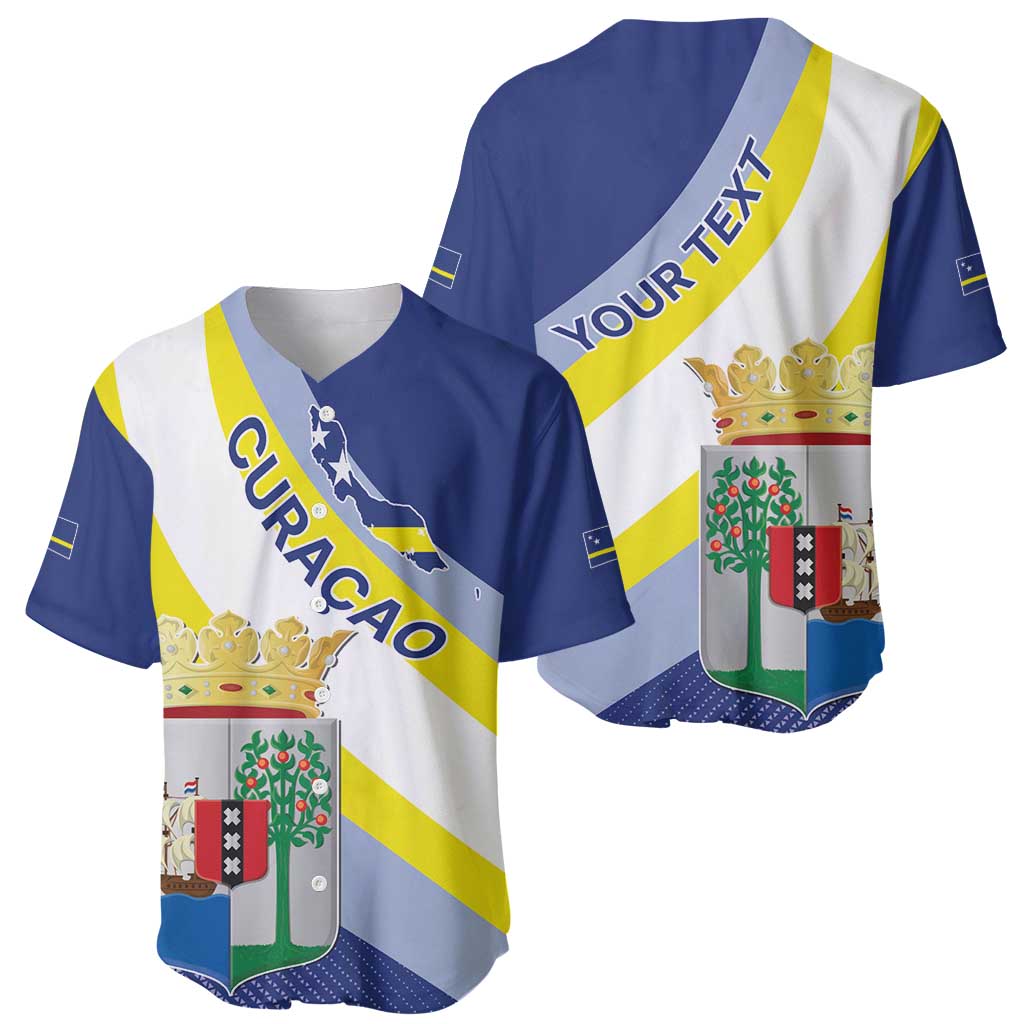 Personalized Curacao Coat of Arms Baseball Jersey Map Flag Style