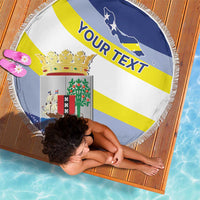 Personalized Curacao Coat of Arms Beach Blanket Map Flag Style