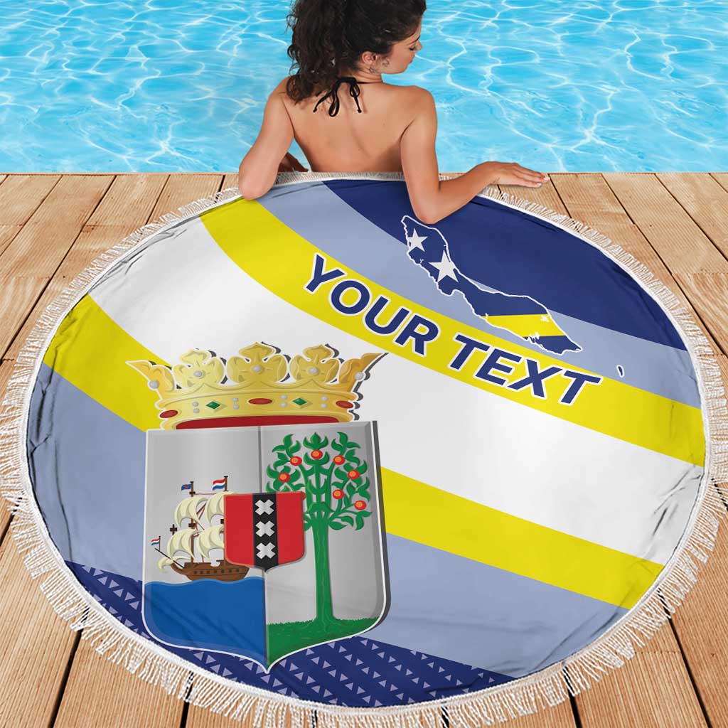 Personalized Curacao Coat of Arms Beach Blanket Map Flag Style