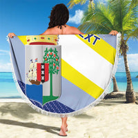 Personalized Curacao Coat of Arms Beach Blanket Map Flag Style
