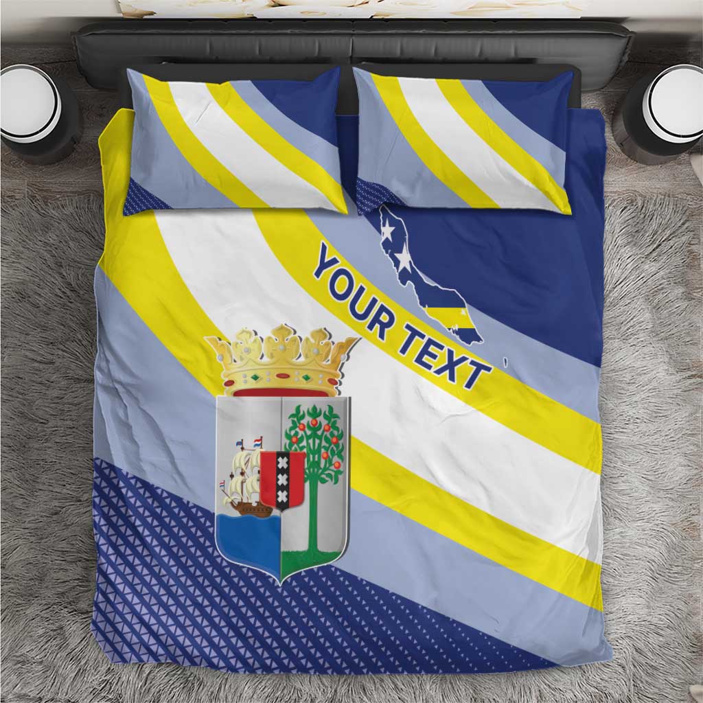 Personalized Curacao Coat of Arms Bedding Set Map Flag Style