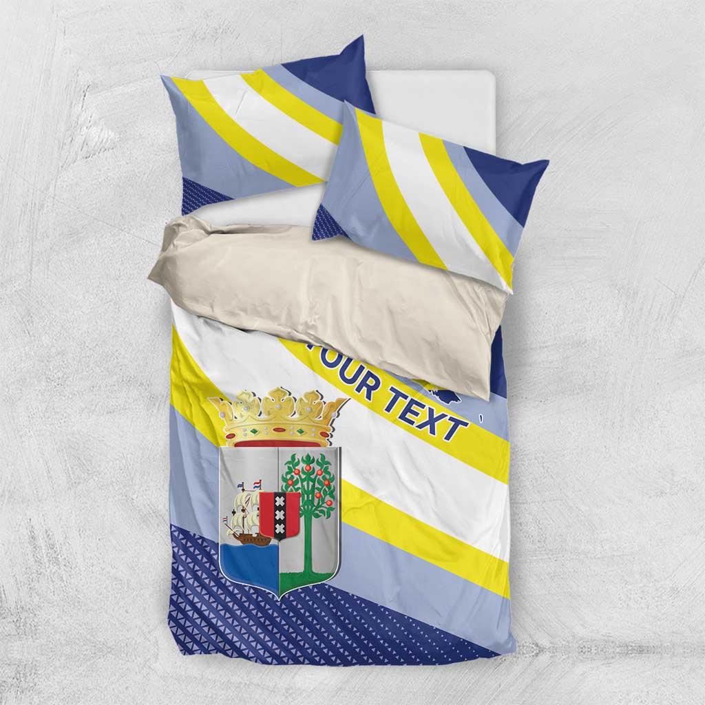Personalized Curacao Coat of Arms Bedding Set Map Flag Style