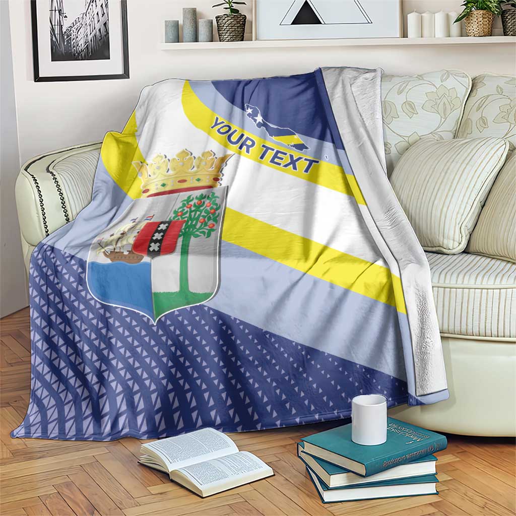 Personalized Curacao Coat of Arms Blanket Map Flag Style