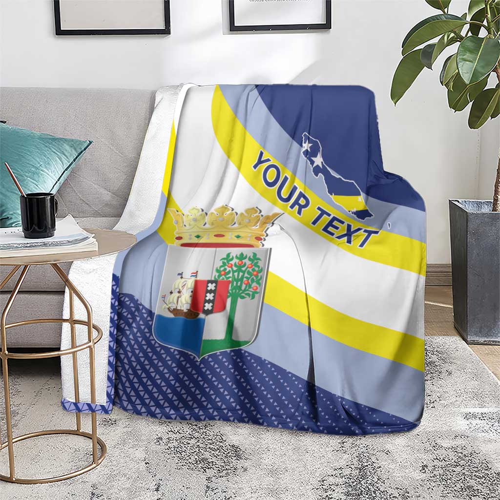 Personalized Curacao Coat of Arms Blanket Map Flag Style