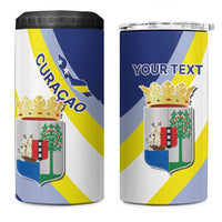 Personalized Curacao Coat of Arms 4 in 1 Can Cooler Tumbler Map Flag Style