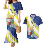 Personalized Curacao Coat of Arms Couples Matching Mermaid Dress and Hawaiian Shirt Map Flag Style