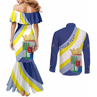 Personalized Curacao Coat of Arms Couples Matching Mermaid Dress and Long Sleeve Button Shirt Map Flag Style
