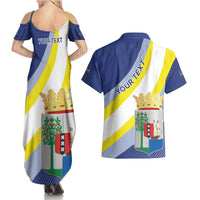 Personalized Curacao Coat of Arms Couples Matching Summer Maxi Dress and Hawaiian Shirt Map Flag Style