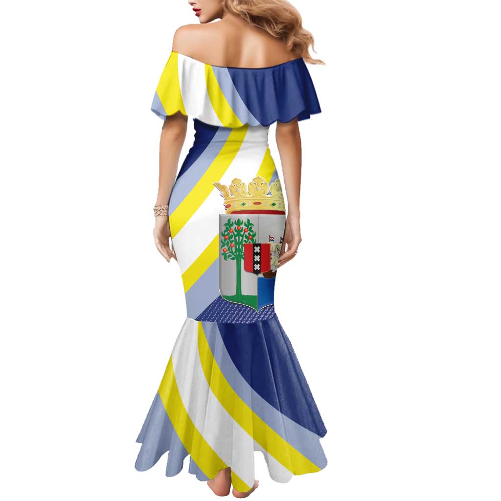 Personalized Curacao Coat of Arms Family Matching Mermaid Dress and Hawaiian Shirt Map Flag Style