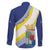 Personalized Curacao Coat of Arms Family Matching Off The Shoulder Long Sleeve Dress and Hawaiian Shirt Map Flag Style
