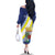 Personalized Curacao Coat of Arms Family Matching Off The Shoulder Long Sleeve Dress and Hawaiian Shirt Map Flag Style