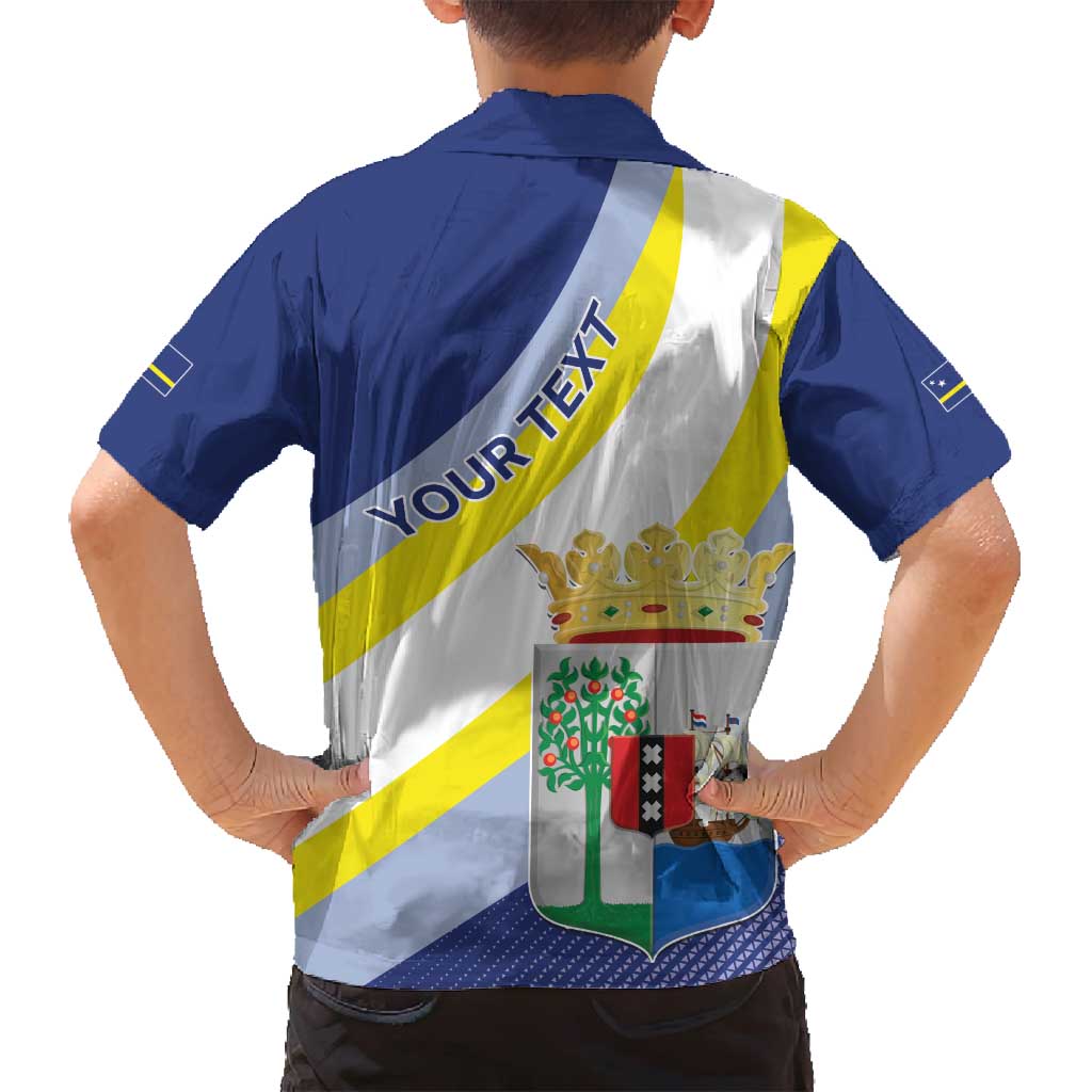 Personalized Curacao Coat of Arms Family Matching Off Shoulder Maxi Dress and Hawaiian Shirt Map Flag Style