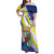 Personalized Curacao Coat of Arms Family Matching Off Shoulder Maxi Dress and Hawaiian Shirt Map Flag Style
