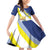 Personalized Curacao Coat of Arms Family Matching Off Shoulder Short Dress and Hawaiian Shirt Map Flag Style