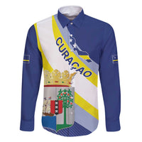 Personalized Curacao Coat of Arms Family Matching Off Shoulder Short Dress and Hawaiian Shirt Map Flag Style