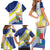 Personalized Curacao Coat of Arms Family Matching Short Sleeve Bodycon Dress and Hawaiian Shirt Map Flag Style